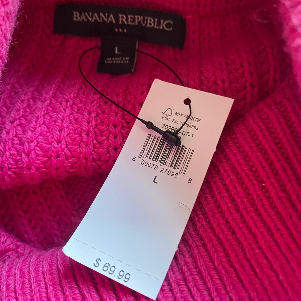 Banana Republic Sweater Large Womens Pink Cable Knit Mock Neck New - Picture 4 of 9